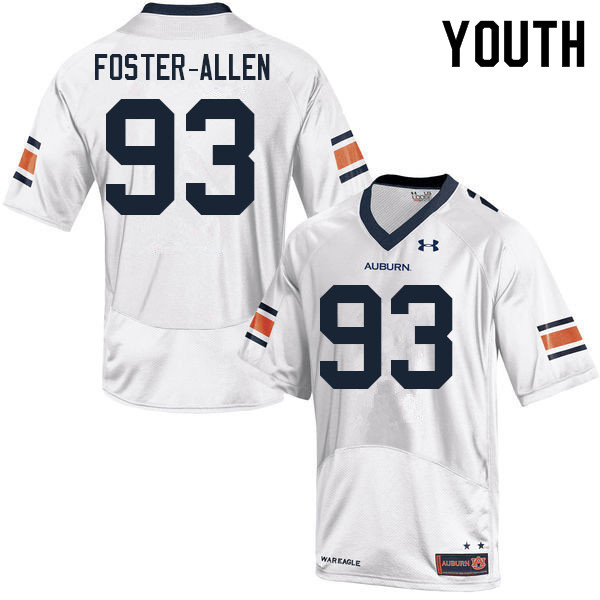 Youth #93 Daniel Foster-Allen Auburn Tigers College Football Jerseys Sale-White - Click Image to Close
